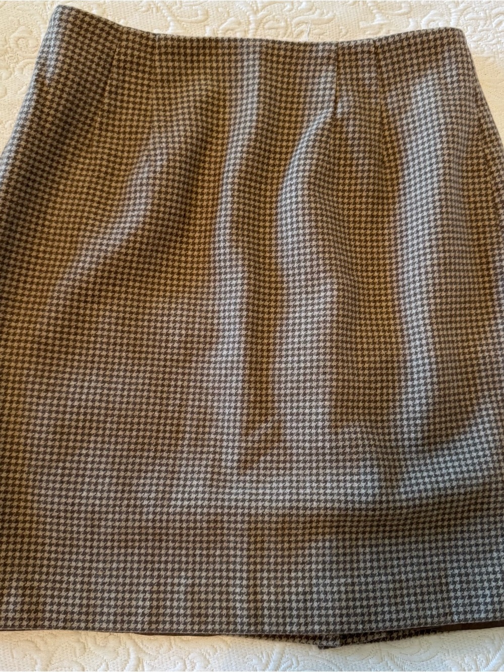 Embassy Row Petites Brown Houndstooth Pencil Skirt 8P 28 in Waist 18 in Length